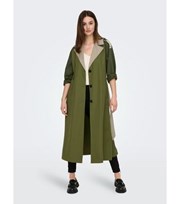 ONLY Olive Colour Block Long Trench Coat